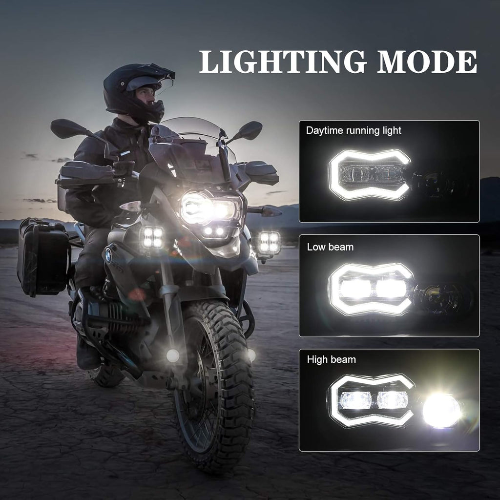 LED Headlight Assembly with Angel Eyes DRL High/Low Beam V23324