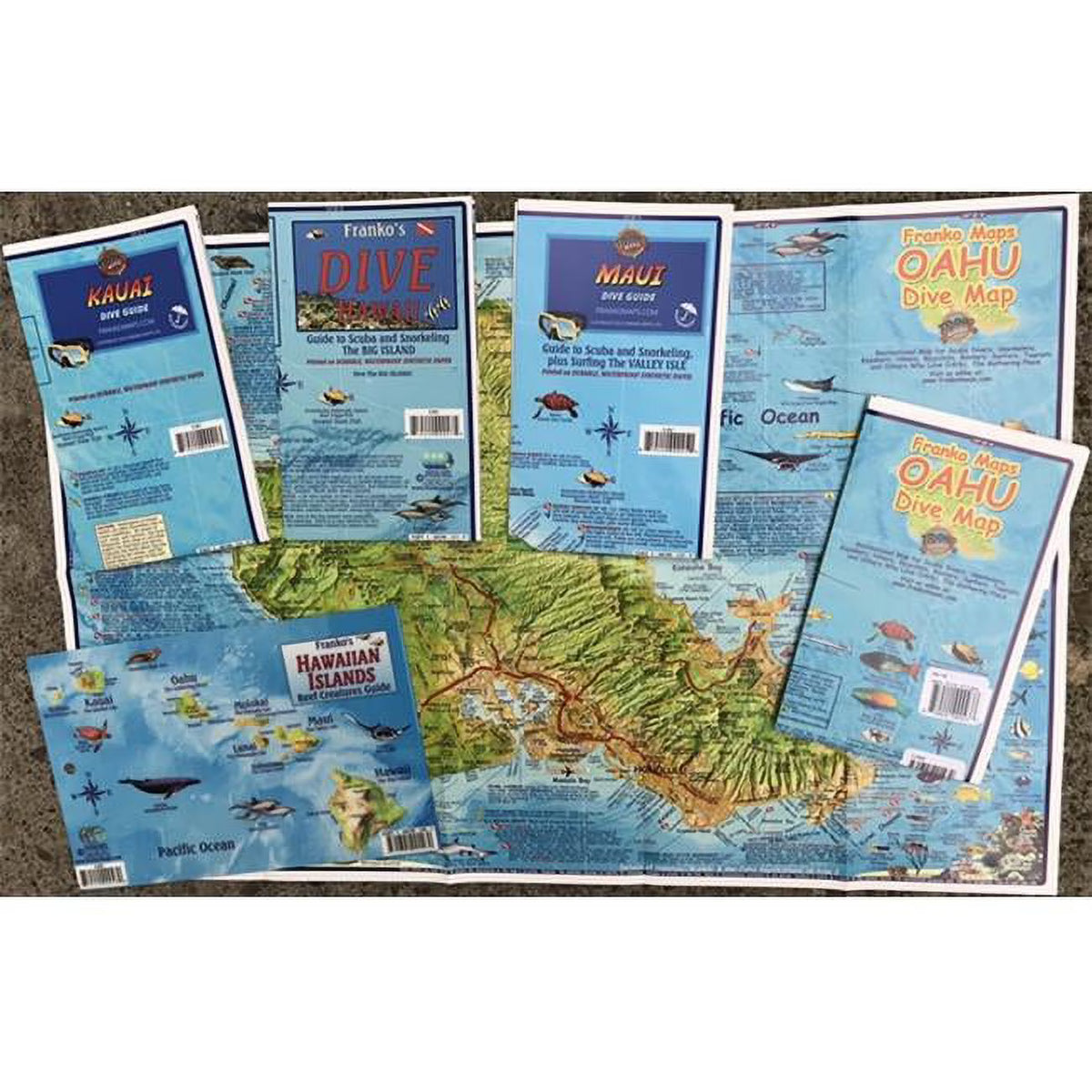 Oahu Maui Kauai Hawaii Dive & Snorkel Map Pack K222496