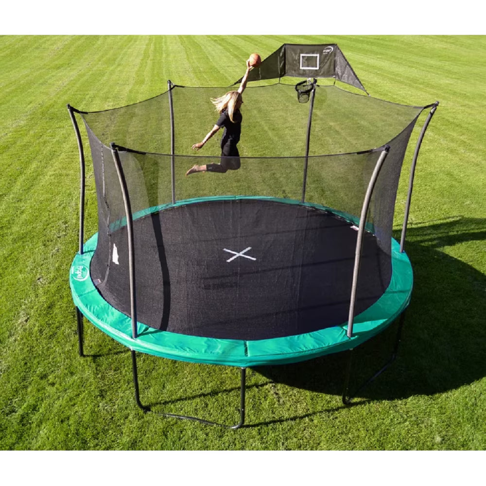 14' Round Trampoline with Safety Enclosure and Basketball Hoop Q90431