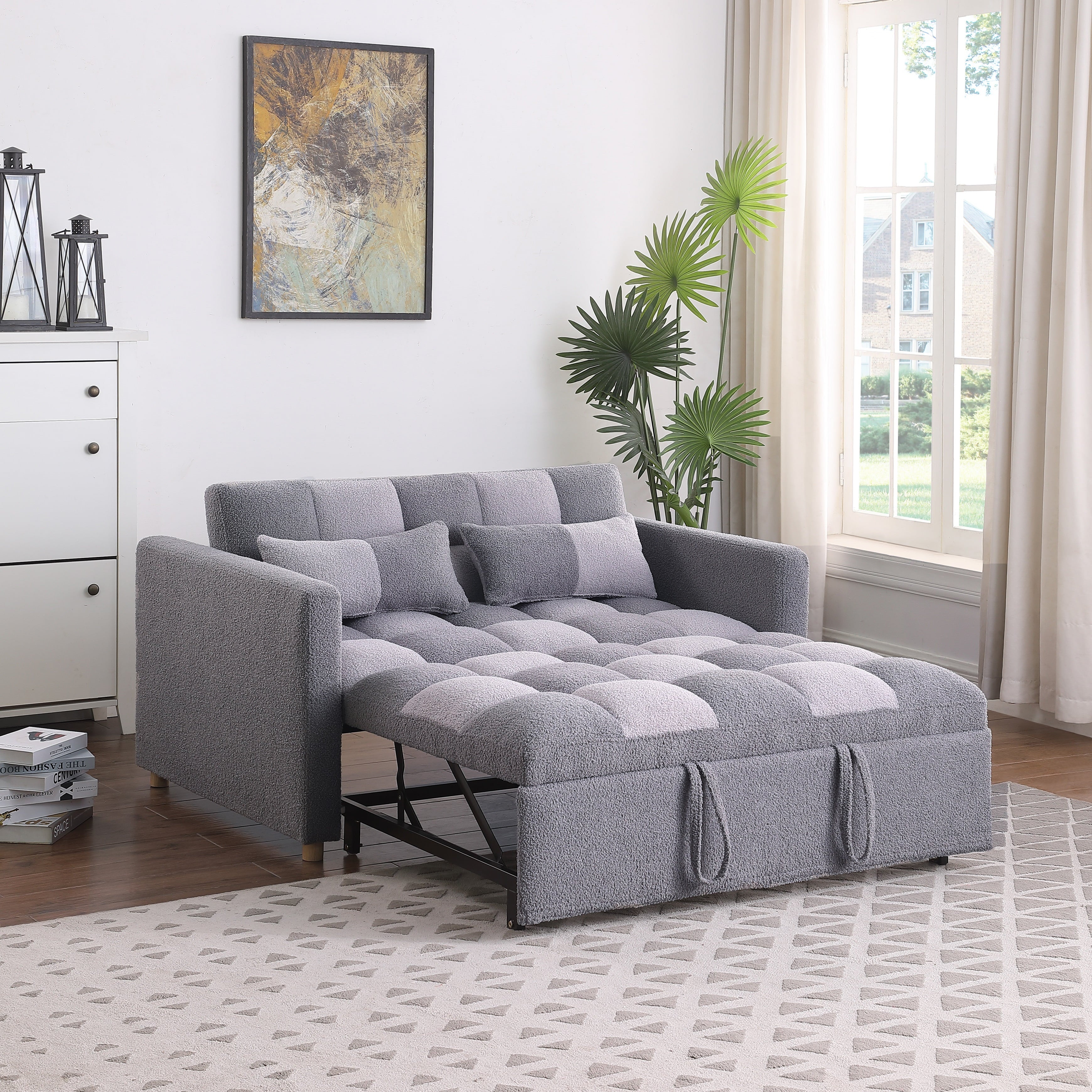 Gray Convertible Sofa Bed Couch M704