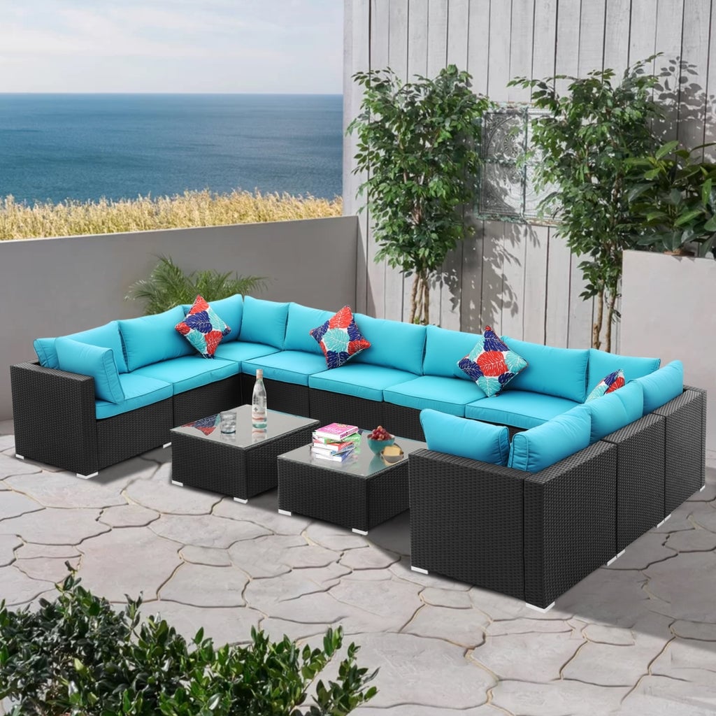Antique White Rattan Sofa Sectional Set M386